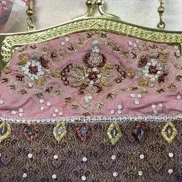 Vintage Sequin Embroidered Evening Clutch NWT Bag - Picture 2 of 6